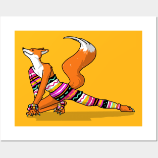 Let's dance! Dancing fox in David-bowie-inspired attire illustration Posters and Art